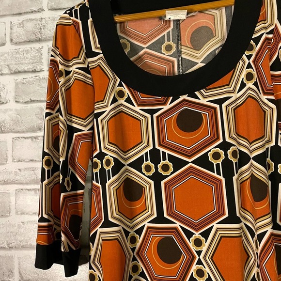 Sage Blu Vintage Rust Orange Black Cream Dress Size Medium M - Picture 5 of 10